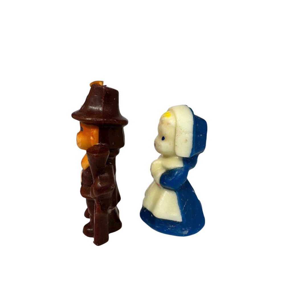 Vintage Gurley Pilgrim Boy & Girl Thanksgiving Candles – Small Wax Figures - Picture 2 of 7